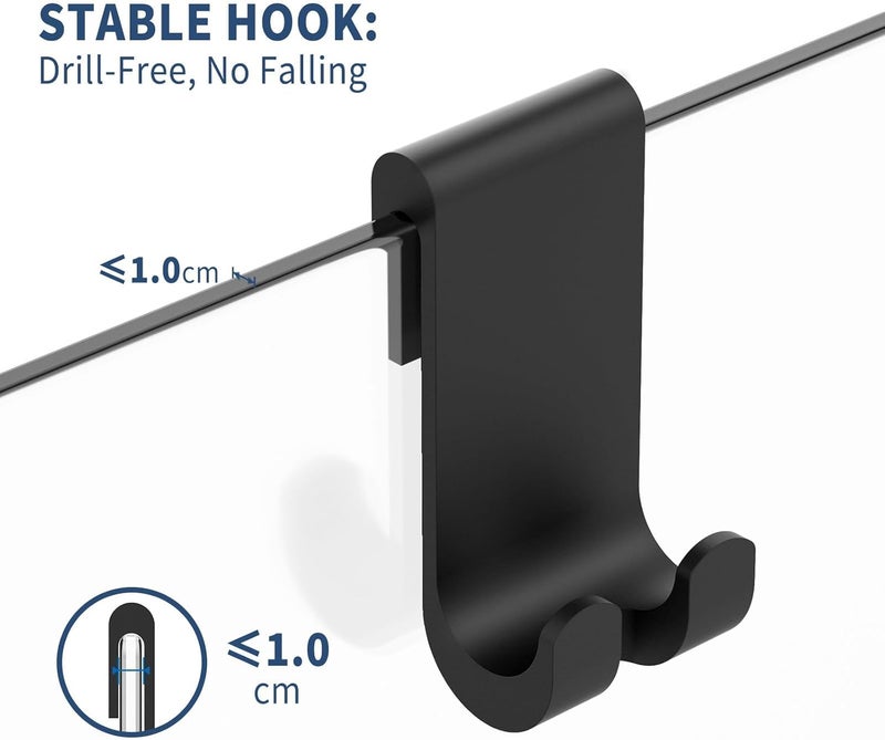ecooe Silicone Shower Squeegee with Hanger, 11″/28cm Shower Squeegee for Glass Doors, Black Window Squeegee Scraper with Stainless Steel Core for Home Bathroom Kitchen Car Glass Doors - Image 5